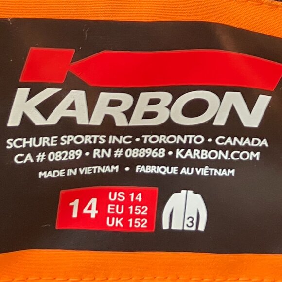 Karbon Ski Snowboard Jacket Boy Size 14 Edmund High Performance Insulated Orange - Picture 11 of 14